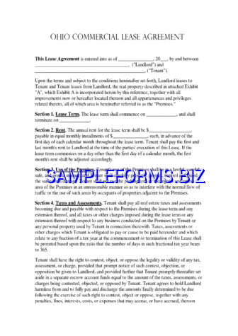 Ohio Commercial Lease Agreement Template pdf free